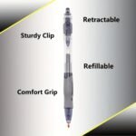 12Pcs Retractable Gel Pen Set Fine Tip, Black Ink, Including 5 Pens And 5 Refills, Perfect For Office, School And Home Use - Image 7