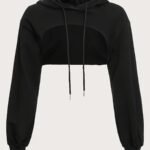 Super Short Hooded Sweatshirt With Drawstring Details