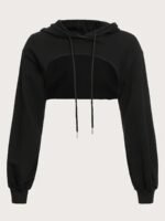 Super Short Hooded Sweatshirt With Drawstring Details