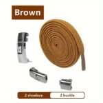 1Pair Elastic No-Tie Shoelaces, Lazy Metal Lock Laces For Women & Men - Image 21