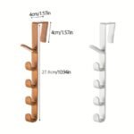 1Pc Over-The-Door Plastic Hanger In White Or Beige - Easy Install, Space-Saving Hook Rack For Clothes, Bags & Towels - Stylish Home Organization Solution For Bedroom & Beyond - Image 9