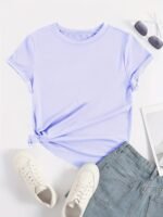 Solid Basic T-Shirt, Casual Crew Neck Short Sleeve Versatile T-Shirt, Women'S Clothing - Image 10