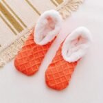 One Pair Women'S Warm Solid Color Floor Socks Non Slip Plush Knitted Coral Fleece Socks No Show Socks - Image 6