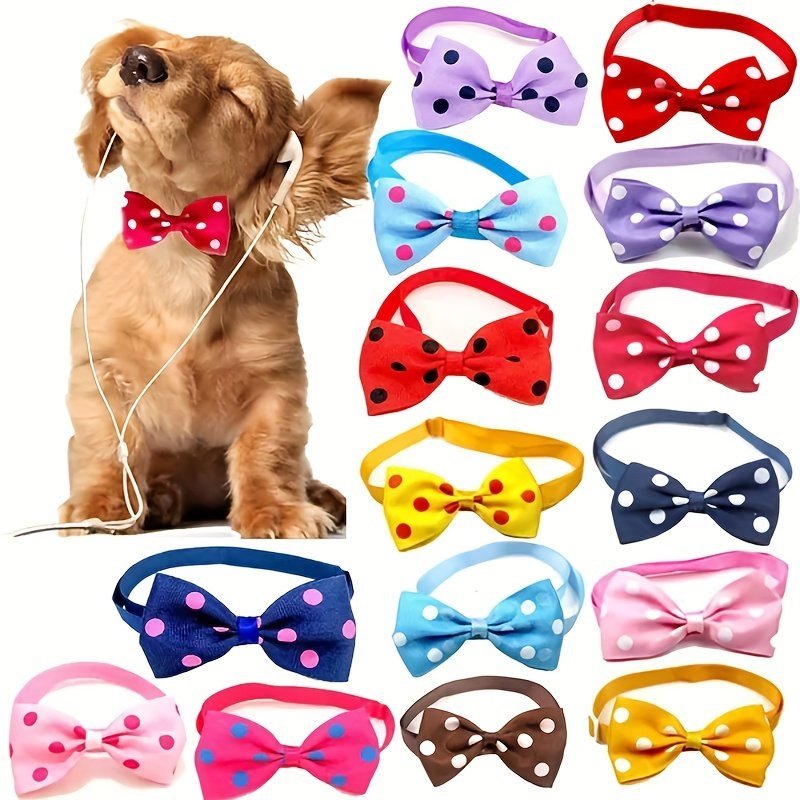 product-Fancyalgo-VirtualModelMatting-a64f02b12a1e8f172c5543785ff76a18.jpg Polka Dot Bow Tie Pet Dog Collars Adjustable Necklace Collar Safety Bow Tie Collars Dog Pet Supplies - Image 1