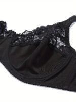 Plus Size Sexy Bra, Women'S Plus Contrast Lace Underwire Full Cover Mini Bow Light Bra - Image 8