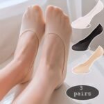 3 Pairs Solid Invisible Socks, Comfy & Breathable Low Cut Ankle Socks, Women'S Stockings & Hosiery