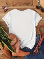 Heart Print Crew Neck T-Shirt, Casual Short Sleeve Top For Spring & Summer, Women'S Clothing - Image 3