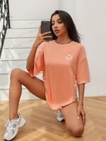 6917 Women'S Light Blue Joyful Face Graphic Print T-Shirt - High Elasticity Loose Fit Drop Shoulder Short Sleeve Round Neck Casual Summer Top, Ladies T Shirts, Comfortable Tee, Stretchy Fabric - Image 6