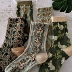 5 Pairs Of Women'S Mid-Calf Socks With A Vintage 3D Embossed Design, Cute Forest Style, Artistic, Trendy Long Socks Popular On Instagram. - Image 5