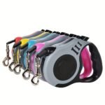 One Double Switch Pet Retractable Leash Colorful Bone Pattern Dog Nylon Rope