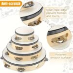 1Pc White Birch Wood Handheld Tambourine, Single Row Metal Jingles, Percussion Musical Instrument For Church, Ktv, Party, Game - No Case Included - Image 3