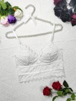 Floral Lace Push Up Cami Coeset, Contrast Mesh Hollow Out Crop Top Bra, Women'S Lingerie & Underwear - Image 2