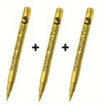 3Pcs/Set Brush Metal Marker Pen, Golden, Silvery, Copper, Permanent Art Paint Marker, Craft Scraping, Fabric, Professional Art Supplies - Image 3