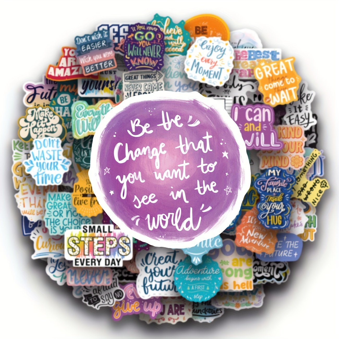 product-Fancyalgo-VirtualModelMatting-aa933b2e5471860f64bf0873e6a0a139.jpg 100Pcs Inspirational Quote Stickers - Waterproof Vinyl, Perfect For Laptops, Water Bottles & Books | Aesthetic Motivational Decals For Teens & Adults - Image 1