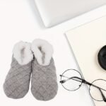 One Pair Women'S Warm Solid Color Floor Socks Non Slip Plush Knitted Coral Fleece Socks No Show Socks - Image 17