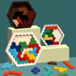 Hexagonal Wooden Puzzles In 3D For Kids, Designed As Educational Toys. These Tangram Games Are Perfect For Testing Brain Iq And Make Great Gifts For Christmas And Holidays. - Image 2