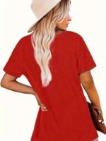 Women'S Casual Short Sleeve T-Shirt - Vibrant Red Relaxed Fit Round Neck Top With Bold "Not Bossy Just Aggressively Helpful" Graphic Print, Machine Washable Summer Tee For Casual Attire, Comfortable Clothing, Nontransparent Fabric - Image 8