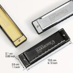 Jdr Blues Harmonica, 10-Hole C-Key, Professional Performance Grade Instrument For Beginners, Stainless Steel With Polished Finish, Classic Style, Includes Case - Image 4