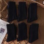 6 Pairs Of Men'S Solid Breathable Crew Socks, Comfy Thermal Casual Softs Socks, Winter & Autumn - Image 3