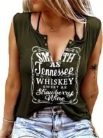Smooth As Tennessee Whiskey Sweet As Strawberry Wine Women'S Tank Top - Soft Pink Sleeveless V-Neck Casual Shirt With Bold Letter Print, Thick Strap Country Music Style, Machine Washable All-Season Wear, Festive Concert Attire, Nontransparent Fabric - Image 3