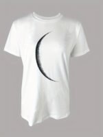 Moon Print Crew Neck T-Shirt, Casual Short Sleeve T-Shirt For Spring & Summer, Women'S Clothing - Image 8