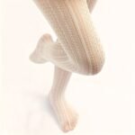 1 Pair Elegant Women'S Vintage Lace Tights - Intricate Hollow-Out Design, 100% Polyester, Hand Washable, Sheer White Pantyhose For Sophisticated Style, Lace Trim - Image 3