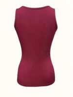 Solid Button Front Crew Neck Tank Top, Casual Sleeveless Top For Summer, Women'S Clothing - Image 7