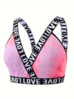 Women'S Plus Size Cross Strap Tie-Dye Bralette - Stretchy Polyester/Elastane Blend, No Padding, Mid-Rise Elegant Design For Everyday & Special Occasions - Image 5