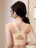Contrast Lace Wireless Bra, Comfy & Breathable Criss Cross Back Bra, Women'S Lingerie & Underwear - Image 6