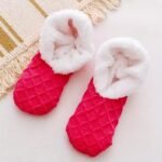 One Pair Women'S Warm Solid Color Floor Socks Non Slip Plush Knitted Coral Fleece Socks No Show Socks - Image 13