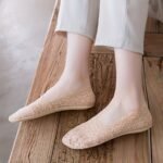 5-Pack Women'S Non-Slip Boat Socks - Floral Lace-Like Pattern, No-Slip Grip & Secure Fit, Soft Pastel Pink/Beige Everyday & Formal Footwear - For Casual, Office, Party Events - Easy Hand Wash Care, Casual Comfort, Delicate Design, Breathable Fabric, Office Professionals - Image 9