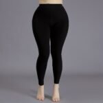 1Pc Elegant High-Waist 100D Soft Stretch Opaque Tights, Plus Size Black Footless Pantyhose For Women - Sleek Nylon/Spandex Blend, Machine Washable, Leggings Plus Size