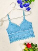Floral Lace Push Up Cami Coeset, Contrast Mesh Hollow Out Crop Top Bra, Women'S Lingerie & Underwear - Image 4