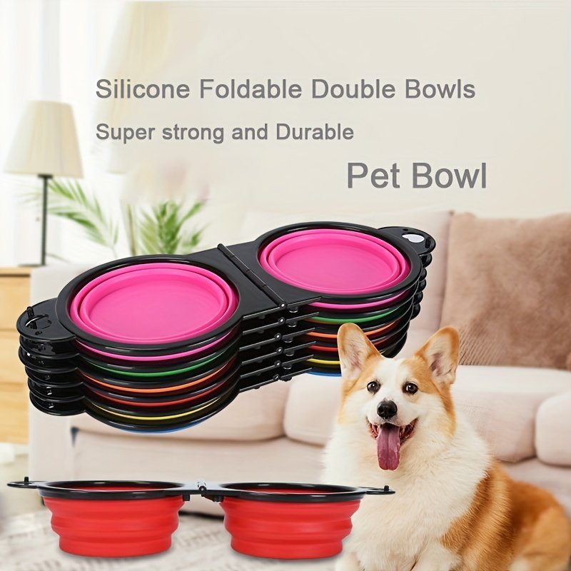 product-Fancyalgo-VirtualModelMatting-b332af0a8fa75ff285d95ff75e3b7f10.jpg Portable Pet Folding Bowl, Outdoor Dog Double Bowl For Water And Food Sharing, Cat Bowl, Pet Dog Food Basin, Suitable For Travel, Camping, Outdoor Walks, Telescopic Dog Bowl, Tpe, Hangable, With Climbing Buckle, Pet Folding Double Bowl, Pet Travel Bowl, Portable Dog Bowl With Lid, Foldable Small Dog Bowl, Dog Portable Bowl, Foldable Pet Bowl, Camping Pet Supplies, Telescopic Bowl, Compact Pet Dish, Durable Bowl, Spillproof Bowl, Cat Food Dish, Dog Travelers, Small Dog Owners - Image 1