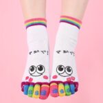 Music Festival Cartoon Print Toe Socks, Colorful Five Finger Sports Socks For Running Athletic, Women'S Stockings & Hosiery - Image 2