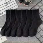 6 Pairs Solid Ribbed Socks, Comfy & Breathable Mid Tube Socks, Women'S Stockings & Hosiery - Image 2