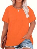 Women'S Plus Size Black T-Shirt - Casual Crew Neck, Short Sleeve, Lightweight & Stretchy, Summer Fashion, Everyday Tshirt|Casual Style|Comfortable Fit, Plus Size Shirts - Image 9