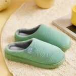 Cozy Women'S Indoor Slippers - Soft Fabric Lining, Ribbed Texture, Eva Sole, Easy Slip-On, All-Season Comfort In Yellow, Pink, Green, Beige & Blue, House Slippers - Image 5
