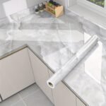 1 Roll Self-Adhesive Marble Texture Kitchen & Bathroom Wallpaper - Removable Peel & Stick Film With White/Gray/Black Marble Pattern, Glossy Finish, Easy Application For Countertops, Walls, Sinks, Shower Doors - Durable Surface Protector, Scratch &, Easy Clean, Peelable Film, Textured Surface, Seamless Matching, Suitable For Cabinets & Desks, Modern Marble Design - Image 3