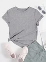 Solid Basic T-Shirt, Casual Crew Neck Short Sleeve Versatile T-Shirt, Women'S Clothing - Image 6