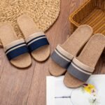 Women'S Linen Slip-On Slippers With Striped Design - Breathable All-Season Indoor House Shoes, Soft Fabric Upper & Eva Sole For Comfort, Casual Home Footwear, Slippers Indoor, Comfortable House Shoes, Woven Texture, Flexible Construction, Relaxation Wear - Image 2
