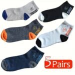 5 Pairs Apring And Fall Mens Sports Socks Summer Leisure Sweat Absorbent Comfortable Thin Breathable Basketball Meias Eu 38-43 - Image 5