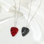 1Pc Acrylic Red Heart Eddie Munson Guitar Pick Necklace