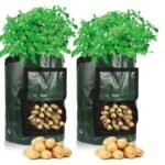 1Pc Potato Growing Bags, Durable Fabric Garden Planter Pots With Flap & Handle, Pots, Planters & Container Accessories, 7 Gallon 30X35Cm,