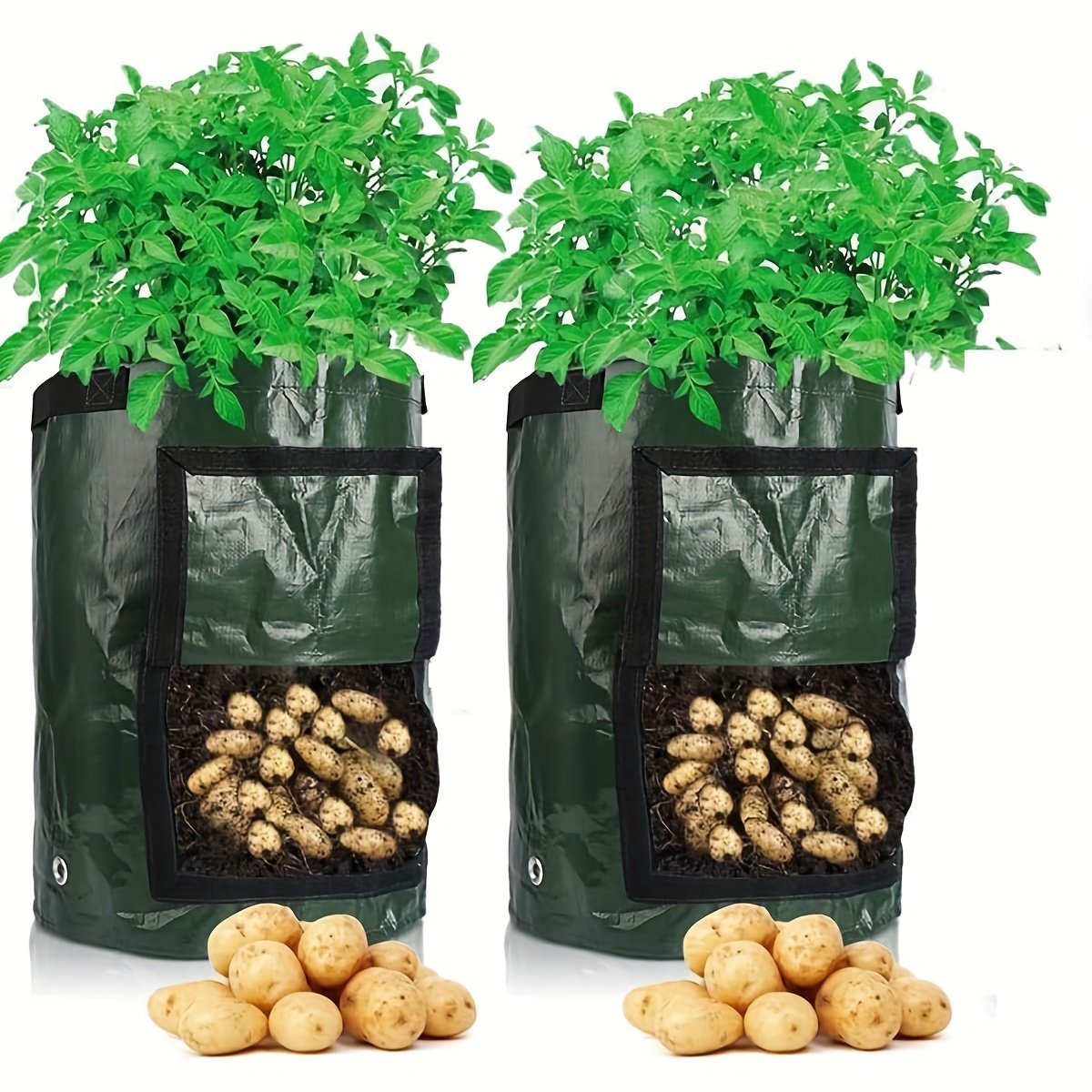 product-Fancyalgo-VirtualModelMatting-b9a7fab025a0ce1c21f234f311439937.jpg 1Pc Potato Growing Bags, Durable Fabric Garden Planter Pots With Flap & Handle, Pots, Planters & Container Accessories, 7 Gallon 30X35Cm, - Image 1