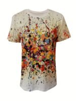 Colorful Print Crew Neck T-Shirt, Casual Short Sleeve Top For Spring & Summer, Women'S Clothing - Image 2