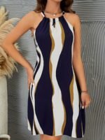 Geometric Print Keyhole Dress, Casual Tie Back Sleeveless Dress, Women'S Clothing - Image 10