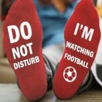 1 Pair Upmic Cotton Blend Knit Crew Socks, "Do Not Disturb I'M Watching Football" Letter Print, Sports Theme, Machine Washable, 70% Cotton 30% Polyester, 120G/M?, Novelty Gift Socks - Image 21