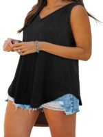 2023 Trendy Women'S V-Neck Sleeveless Tank Top - Breathable Stretchy Solid Color Casual Summer Tops, Machine Washable Versatile Wardrobe, Ladies Tank Tops, Casual Attire, Relaxed Fit, Quality Stitching - Image 7