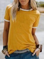 Loose Crew Neck T-Shirt, Casual Simple Short Sleeve Summer T-Shirts Tops, Women'S Clothing - Image 2